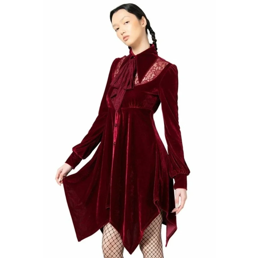 Killstar Nymyria Blood Red velvet dress size M - Picture 2 of 6